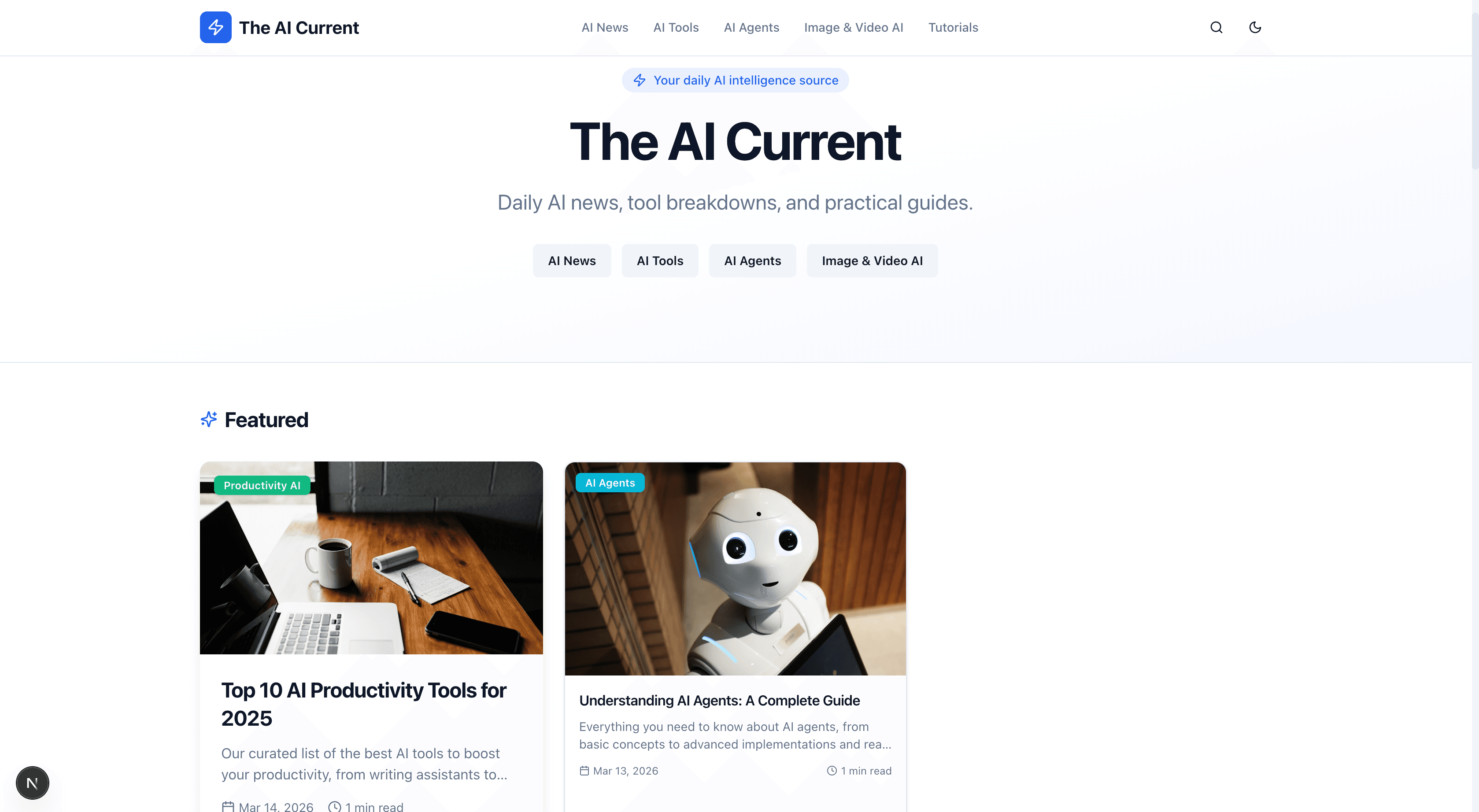 Screenshot of The AI Current
