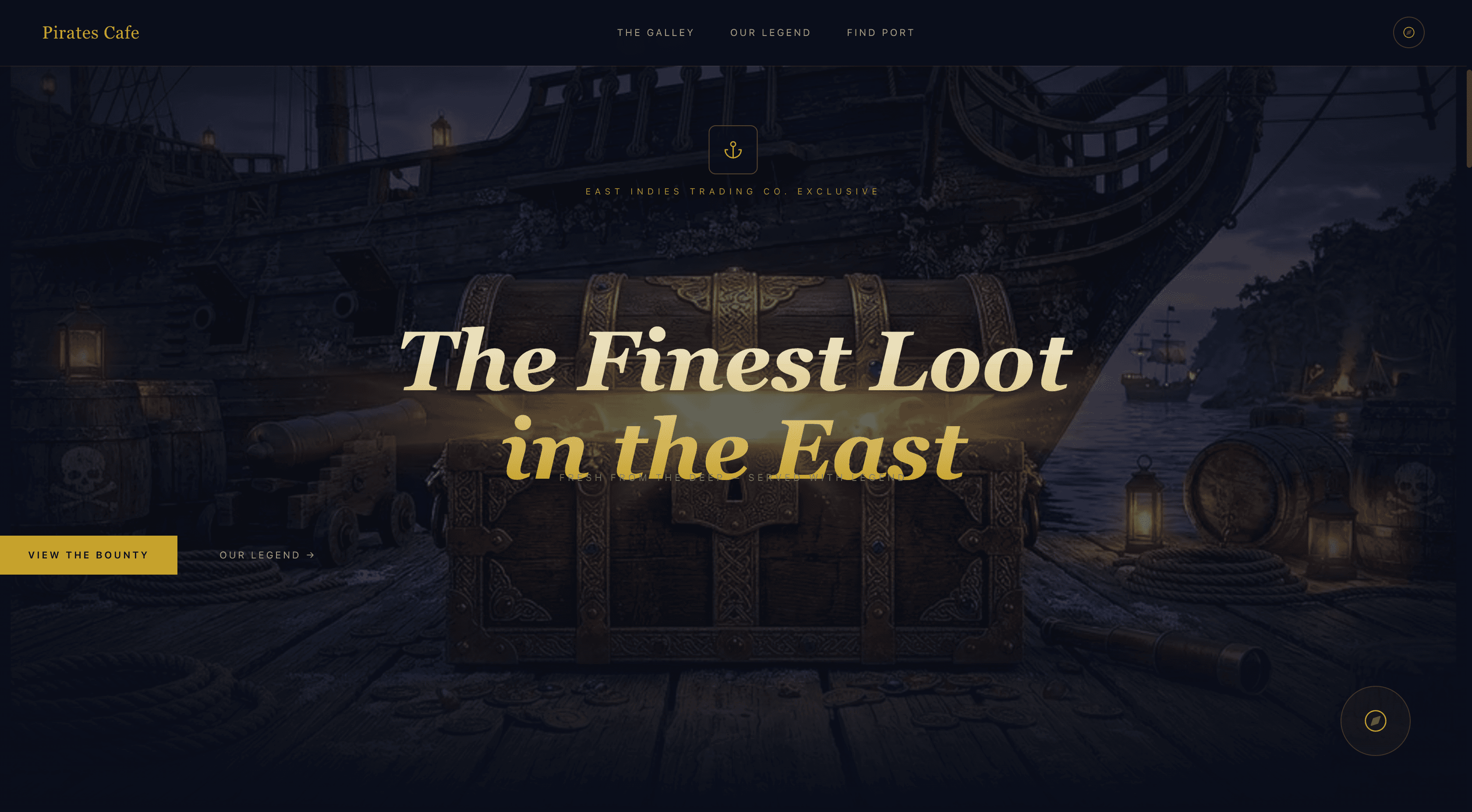 Screenshot of Pirates Cafe Themed Website